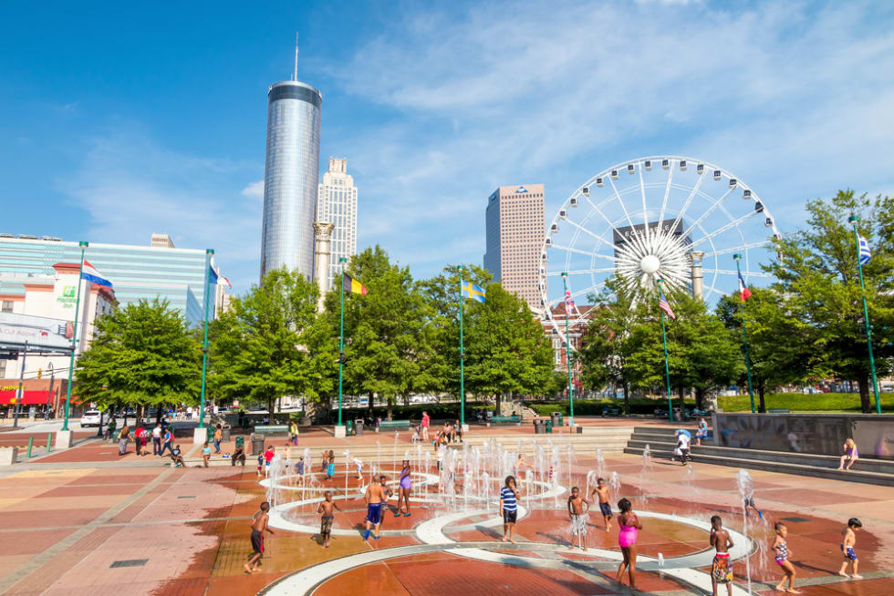 Atlanta children play at Centennial Olympic Park