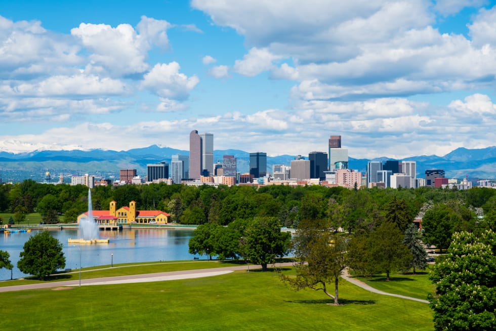 Denver Colorado downtown with City Park