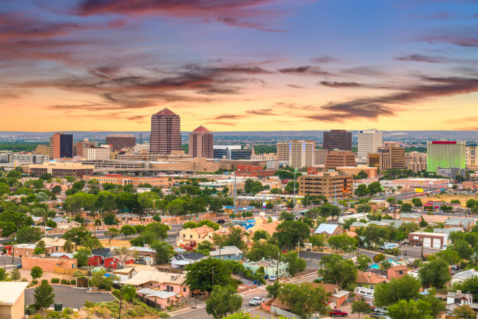 Albuquerque  New Mexico  USA Downtown Cityscape At Twilight. 