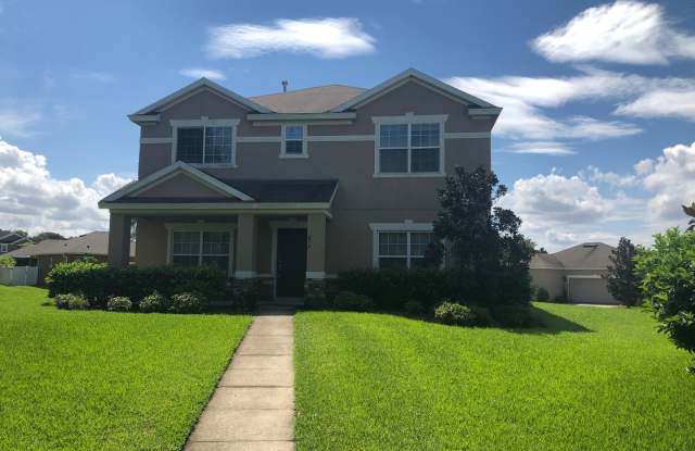 MOVE IN MAY! Great location- in Oaks At Brandy Lake! 5 bed 2.5 bath 2 story home with large bonus room  attached 2 car garage!! Lawn care included!Bring your washer  dryer! Convenient laundry room on 2nd floor!! photos photos
