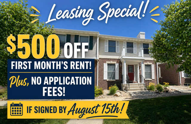 MOVE-IN SPECIAL! $500 OFF FIRST MONTH'S RENT! Large Townhome in North Ames