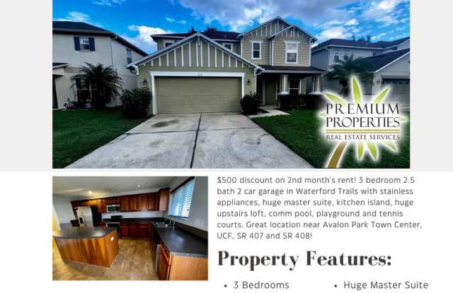 3 bedroom 2.5 bath Waterford Trails Home w Stainless Appliances and Huge Master Suite!