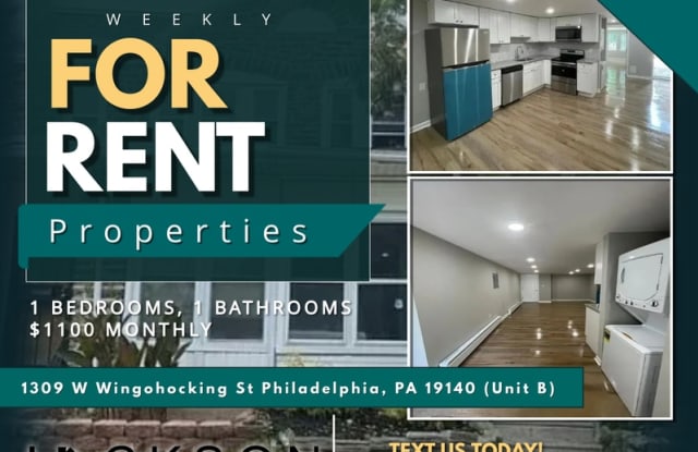 1309 West Wingohocking Street - Unit B - 1309 West Wingohocking Street, Philadelphia, PA 19140