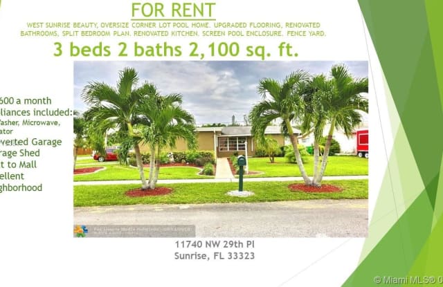 11740 NW 29th Pl - 11740 Northwest 29th Place, Sunrise, FL 33323