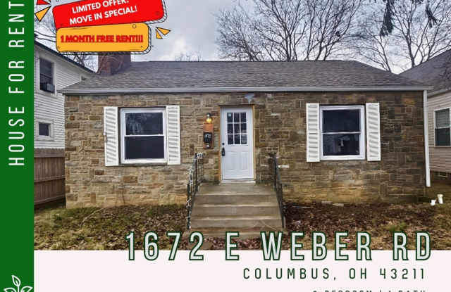 Charming 2BR North Columbus Home w/ Basement  Decorative Fireplace