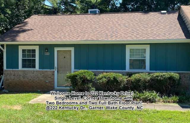 $1275/mo. Great Garner, NC Location!! Single Level Corner Townhome with 2 Bedrooms, 2 FULL Baths! - 222 Kentucky Drive, Garner, NC 27529