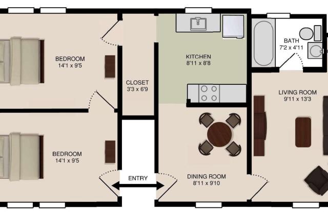 Two bedroom apartment near engineering and science buildings, 4 blocks from campus - 726 West College Avenue, State College, PA 16801