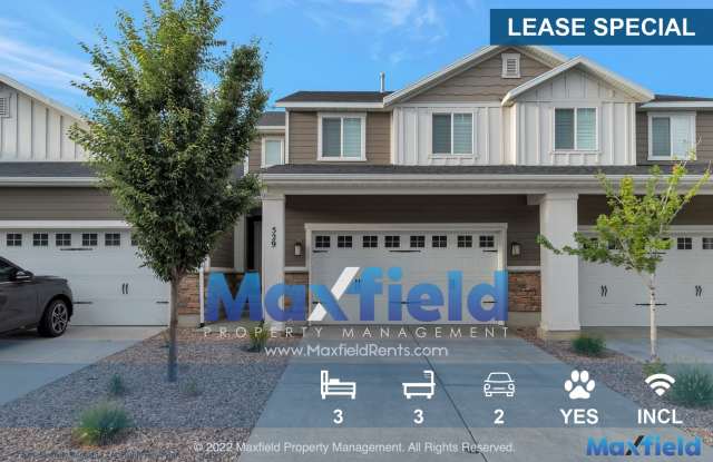 LEASE SPECIAL - 3BD, 2.5 BA, 2GA Draper townhome with super fast fiber internet