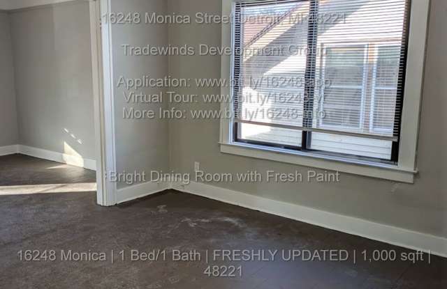 16248 Monica 1 bed/1 bath new kitchen and bathroom Close to U of D Mercy located in Fitzgerald 48221