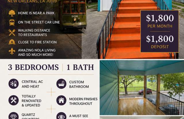 3 bedrooms 1 bath - Mid City - Streetcar Access!
