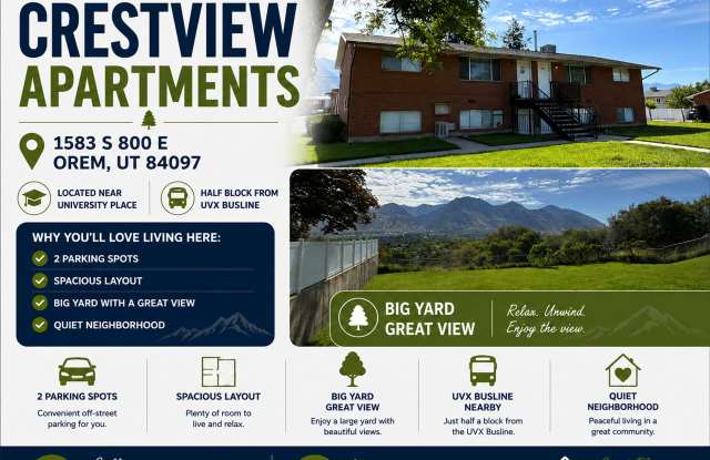 2 Bedroom 1 Bathroom Apartment South Orem