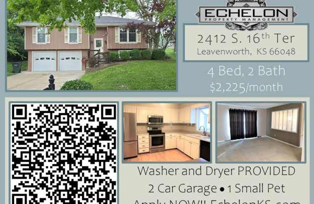 4 Bed, 2 Bath House with 2-Car GARAGE!!