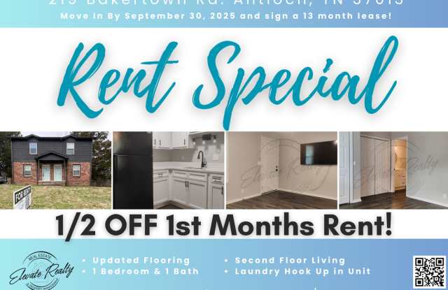 Second Floor One Bedroom Updated Apartment with Laundry Hook Ups!