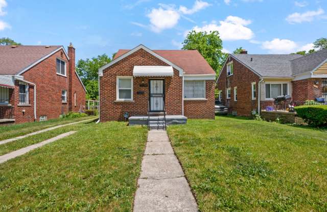 19608 Buffalo St is a 3-bedroom brick bungalow for rent in Detroit's Pershing neighborhood for $1,250/month — Section 8 and Housing Choice Vouchers welcome, on a mature tree-lined street near Mound Rd in 48234.