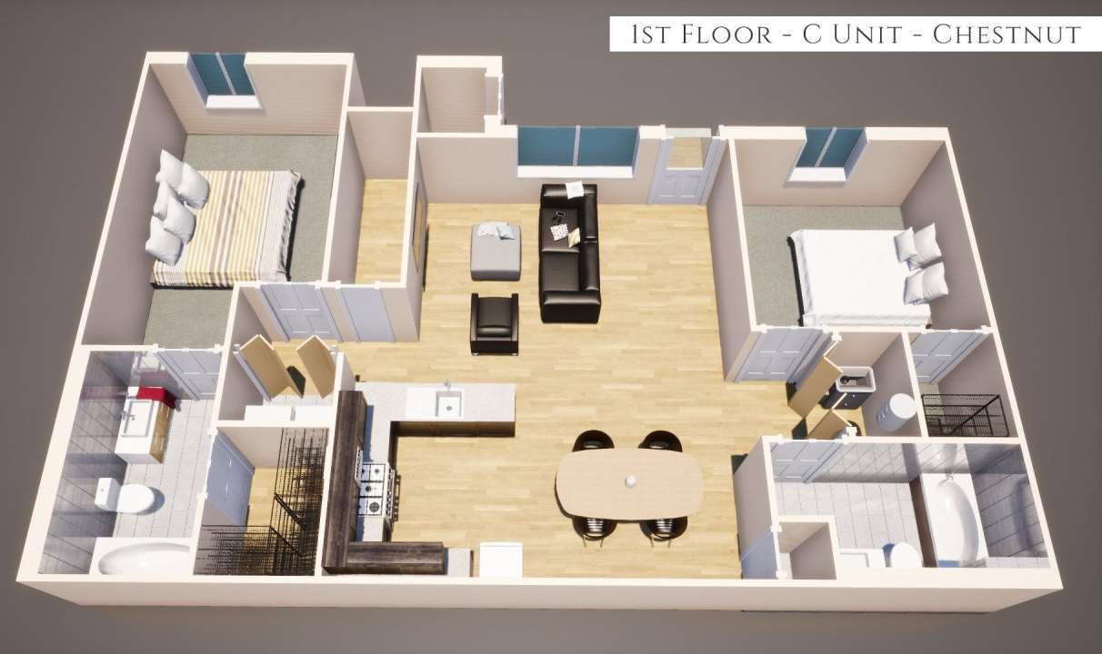 Chestnut - 2Br/2Ba Rental Home - First Floor