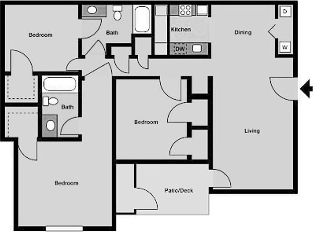 Spacious Ground Floor 3B/2B Unfurnished Condo Near the Beach in the Heart of Destin!