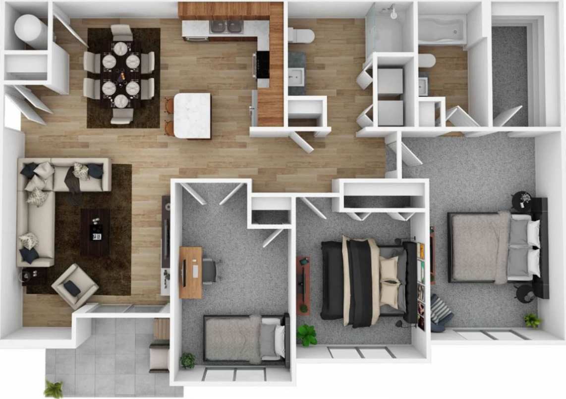 3-bedroom, 2- bathroom