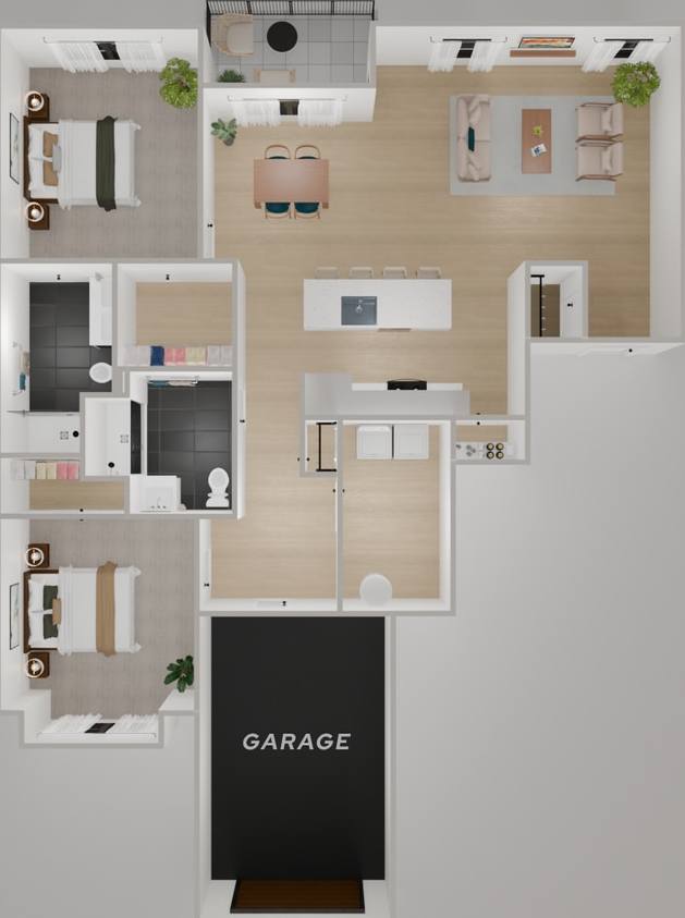 2 Bedroom 2 Bathroom - First Floor - Model A