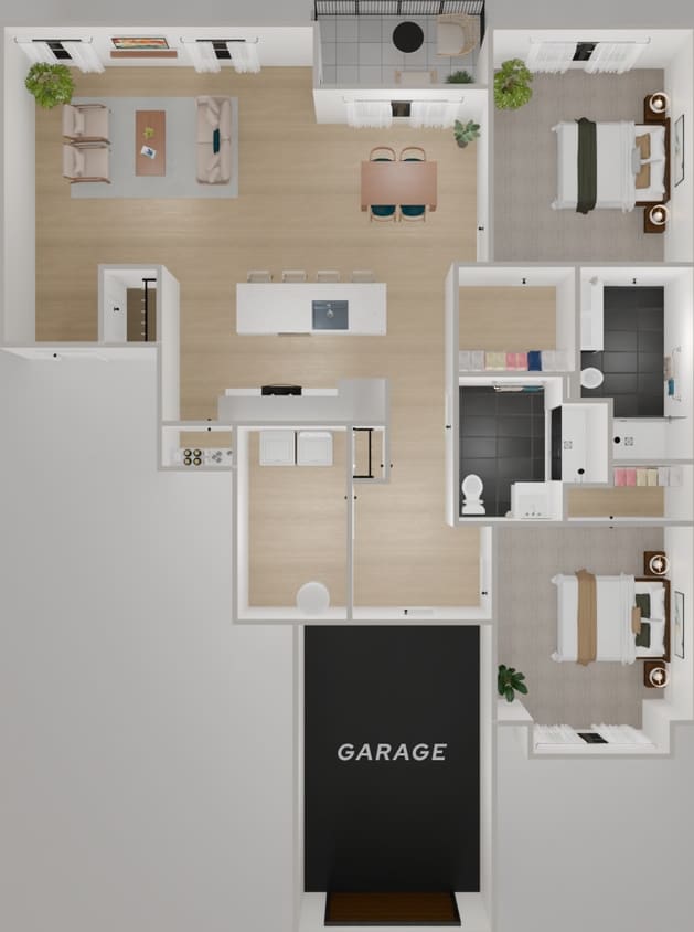 2 Bedroom 2 Bathroom - First Floor - Model B