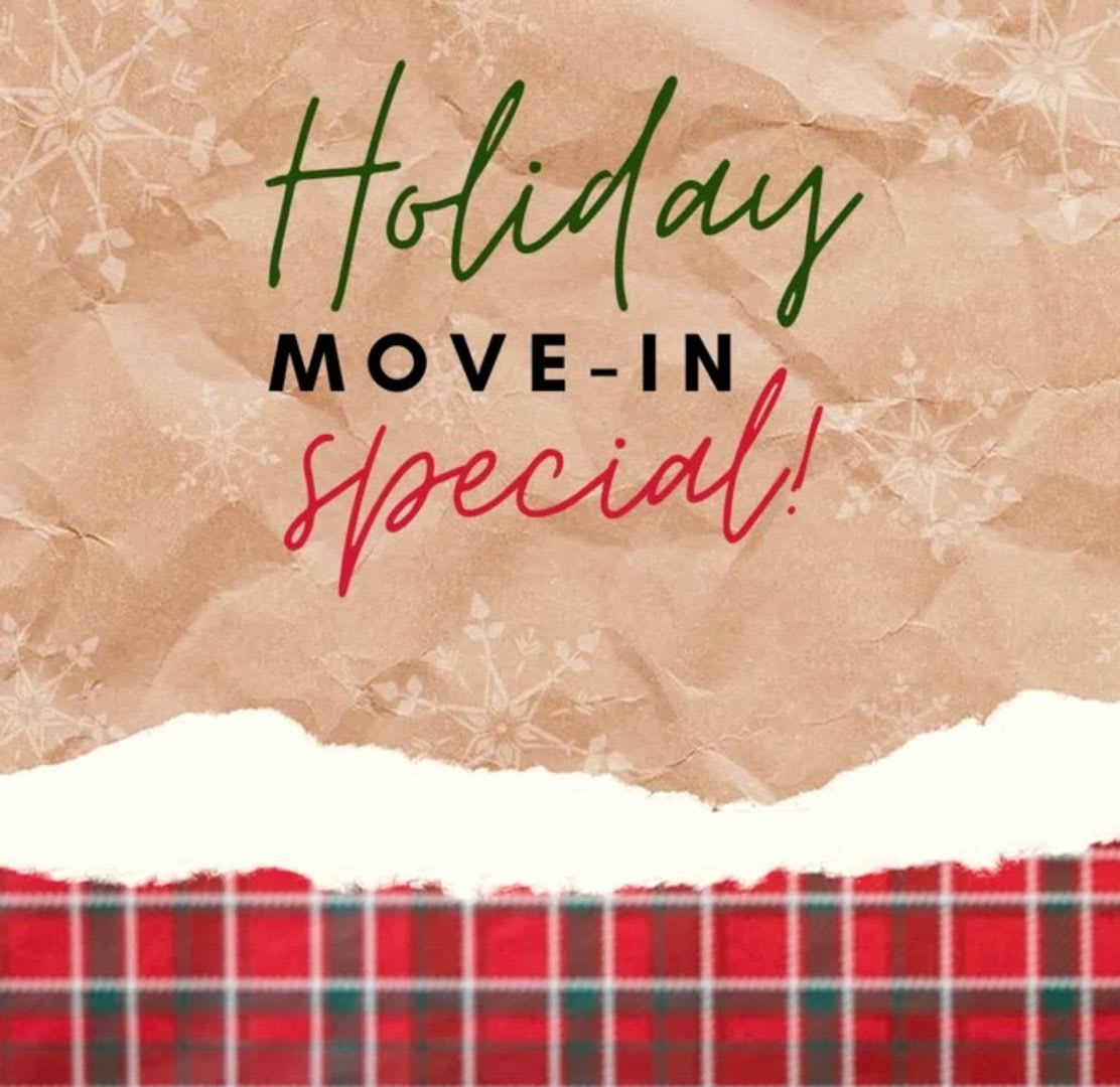 Holiday Move-In Special! $300 OFF 1st MONTH RENT!!