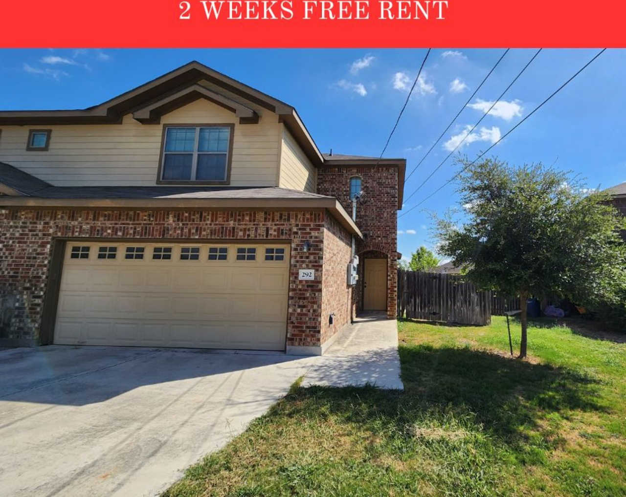2 Weeks Free Rent 3/2.5/2 Duplex Close to HWY 46/ Fridge Included/ Interior W/D Connections / Fenced in Yard / CISD