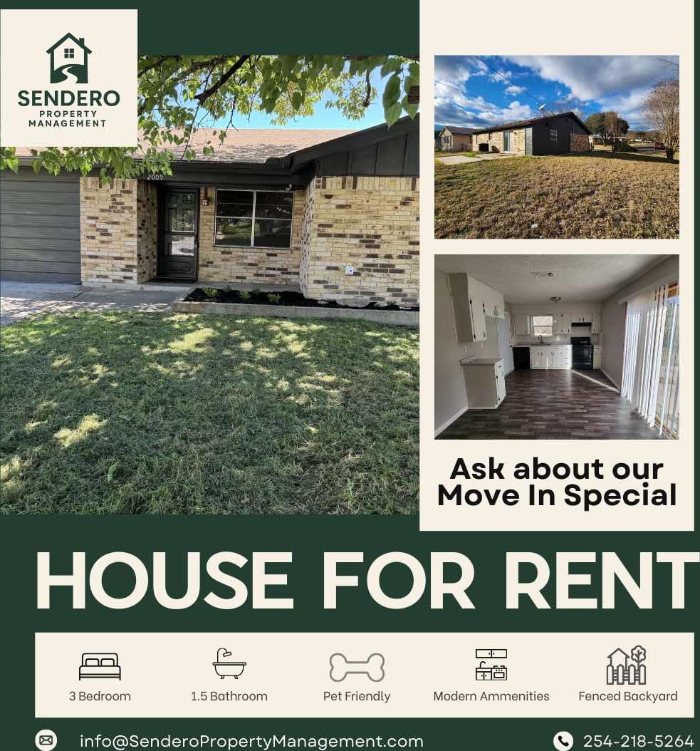 Charming 3 Bed, 1.5 Bath Single Family Home in Copperas Cove, TX - $1300/mo