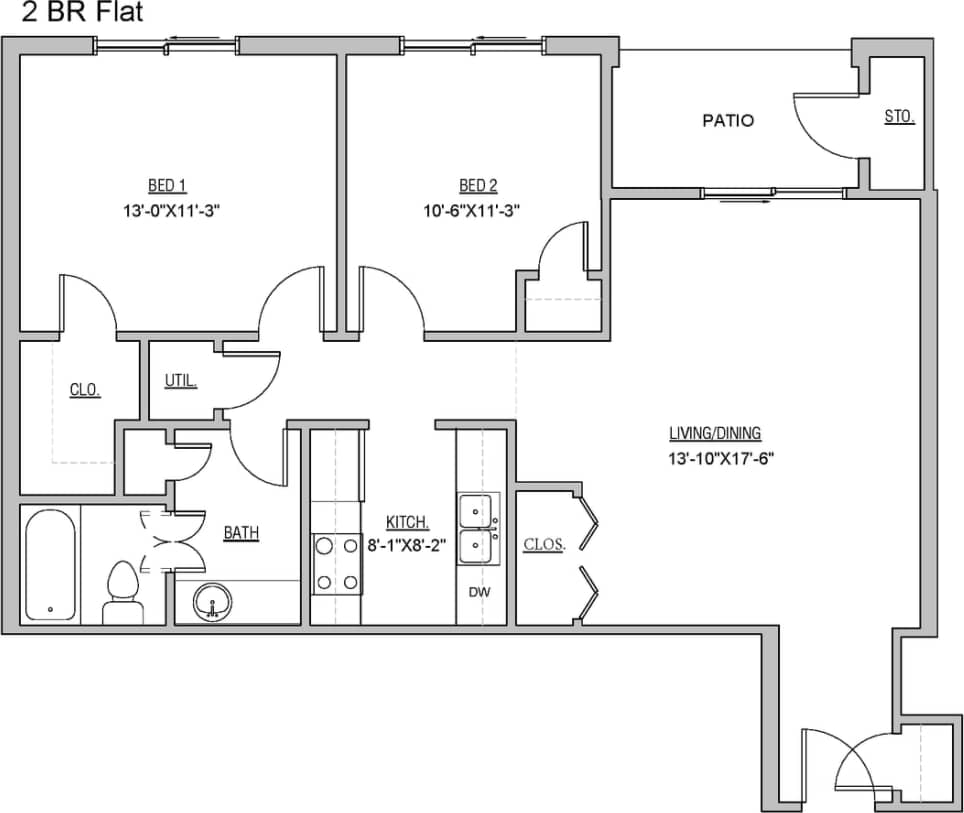 2 Bedroom, 1 Bath Garden Flat