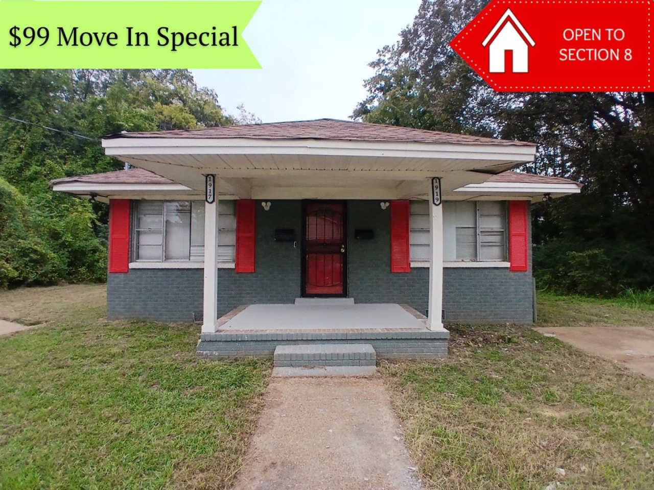 Renovated 2 Bdrm 1 Bath | Duplex | Open to Section 8 | $99 Move In Special
