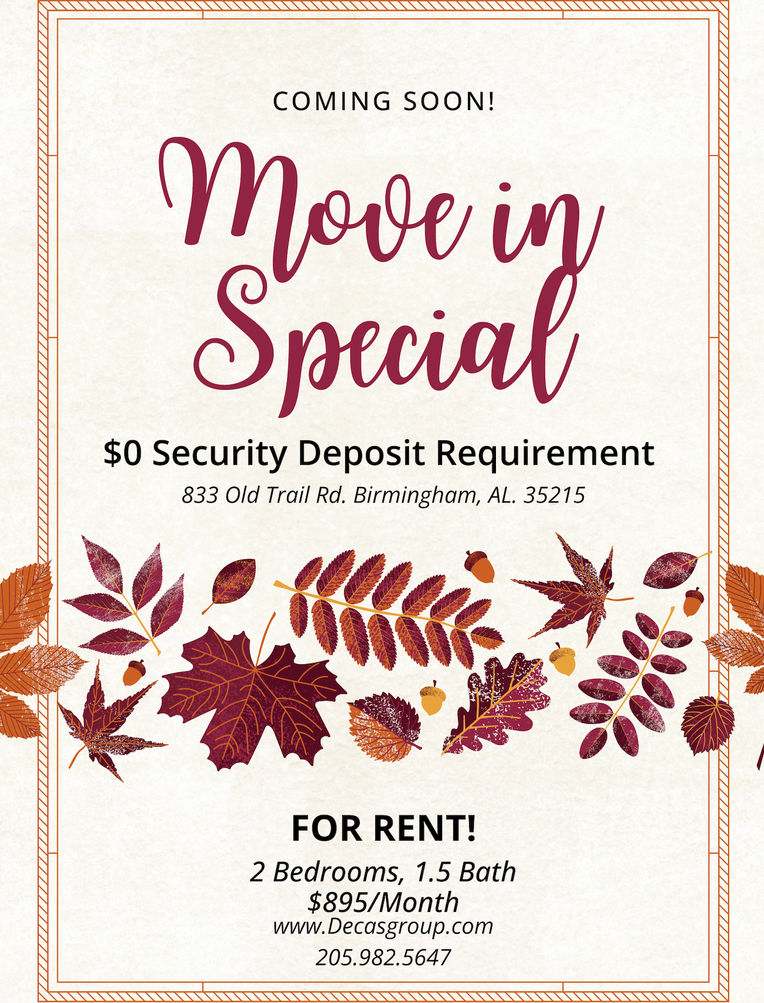 Looking for something new??? Coming Soon! Move In Special - $0 security deposit!!