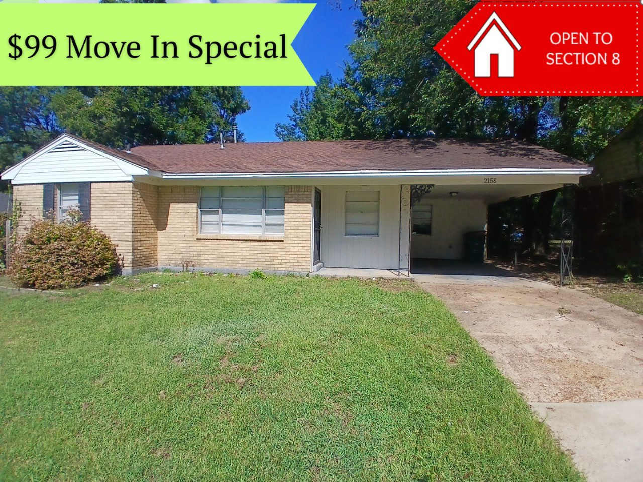 Spacious 3 bedroom 1 bath home - Open To Section 8 -$99 Move In Special