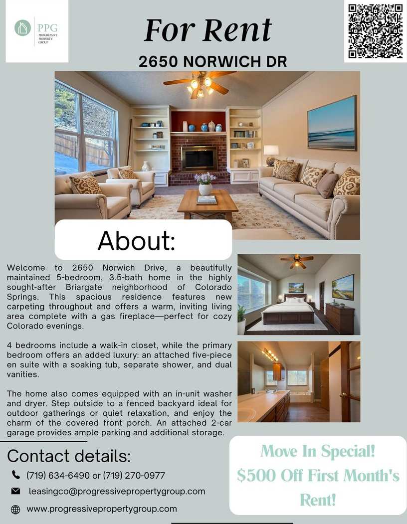 Beautiful Briargate Living: 5 Bedrooms, Walk-In Closets  5-Piece Suite | Move-In Special: $500 Off First Month's Rent!