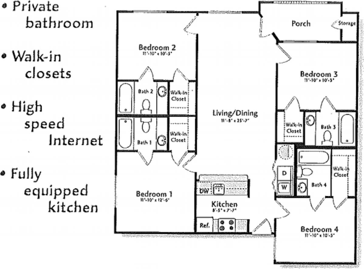 College Station - 4 bedroom / 4 bath / 3rd story condo / Pool on site.