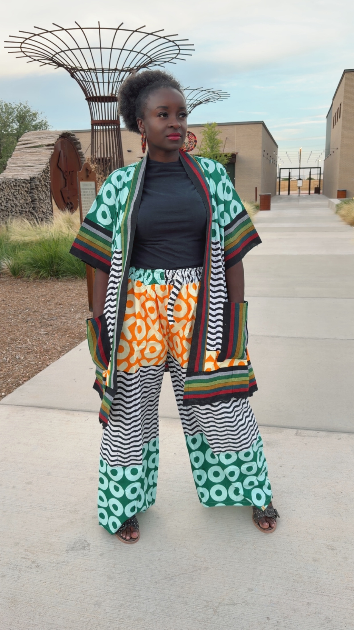 Green Kimono Pants Set