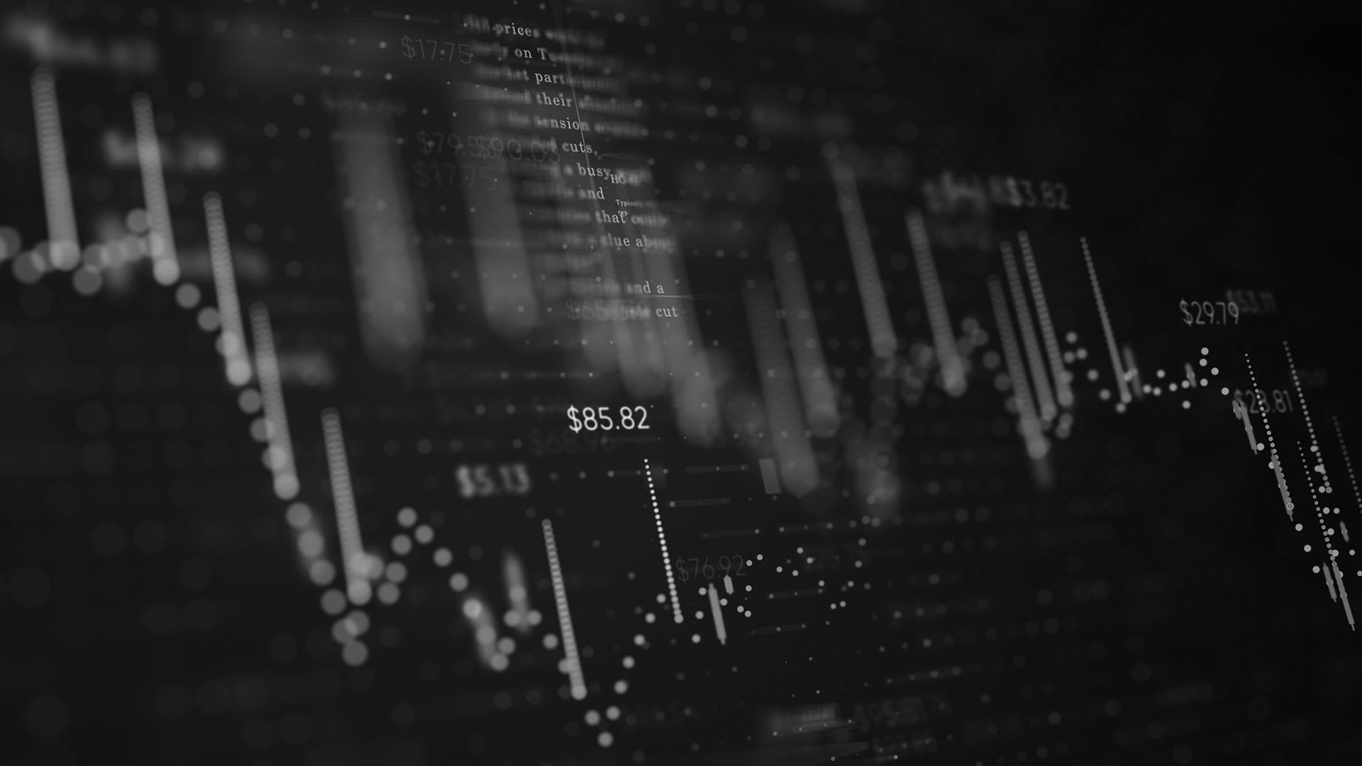 A graph of a stock price fluctuating in price.