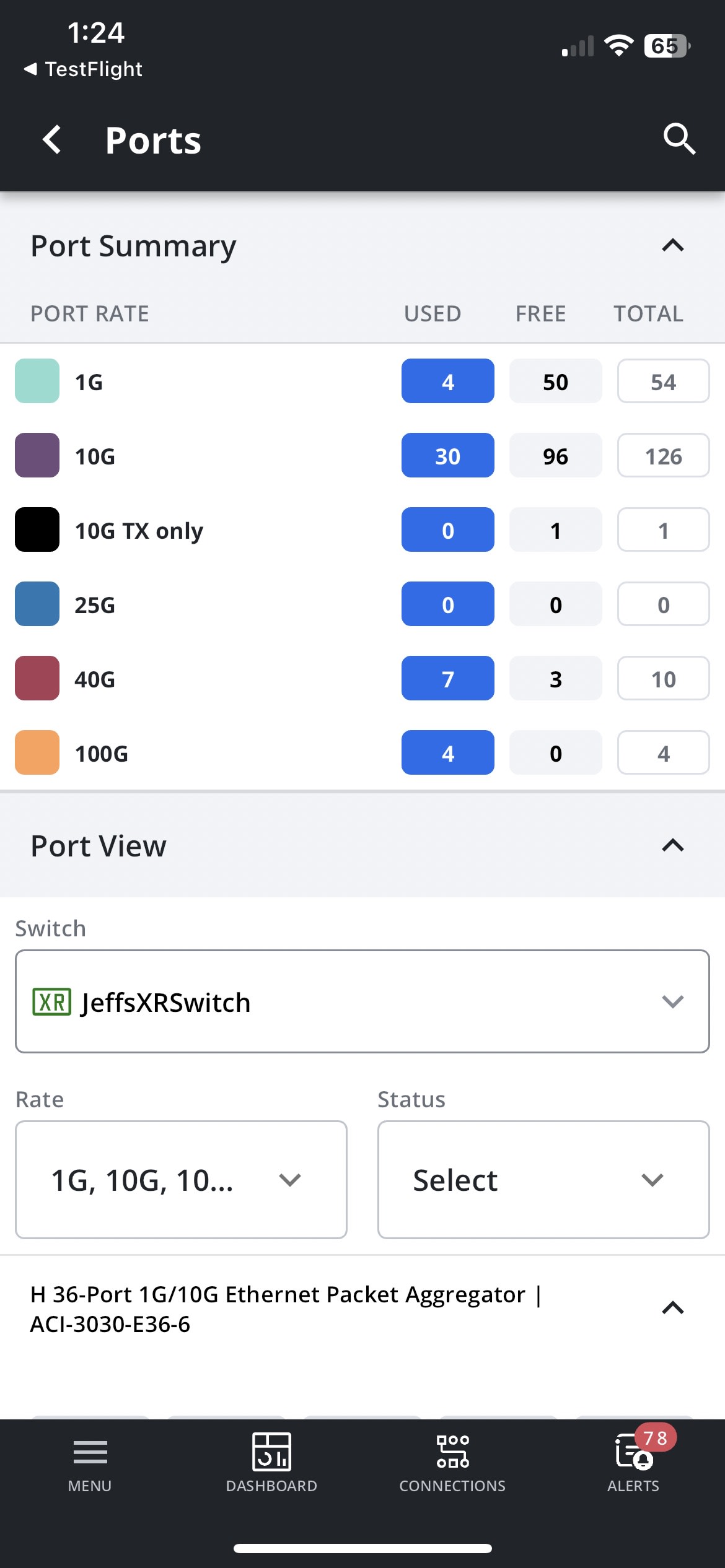 An image of the IntellaView mobile port summary screen.