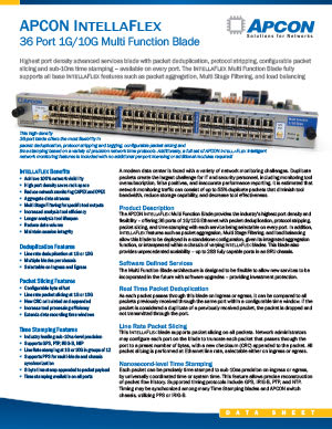 The first page of a .pdf document with the title '36-Port 1G/10G Multi Function Blade.'