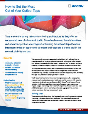 The first page of a .pdf document with the title 'How to Get the Most Out of Your Optical Taps.'