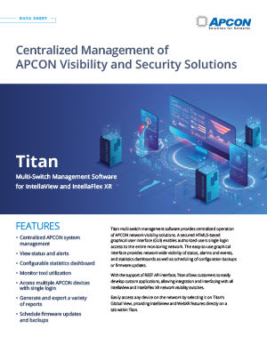 The first page of a .pdf document with the title 'Centralized Management of APCON Visibility and Security Solutions.'