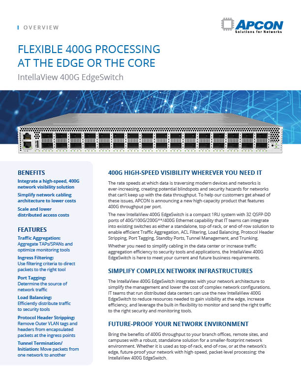 Front Page of IntellaView 400G EdgeSwitch Overview Document.