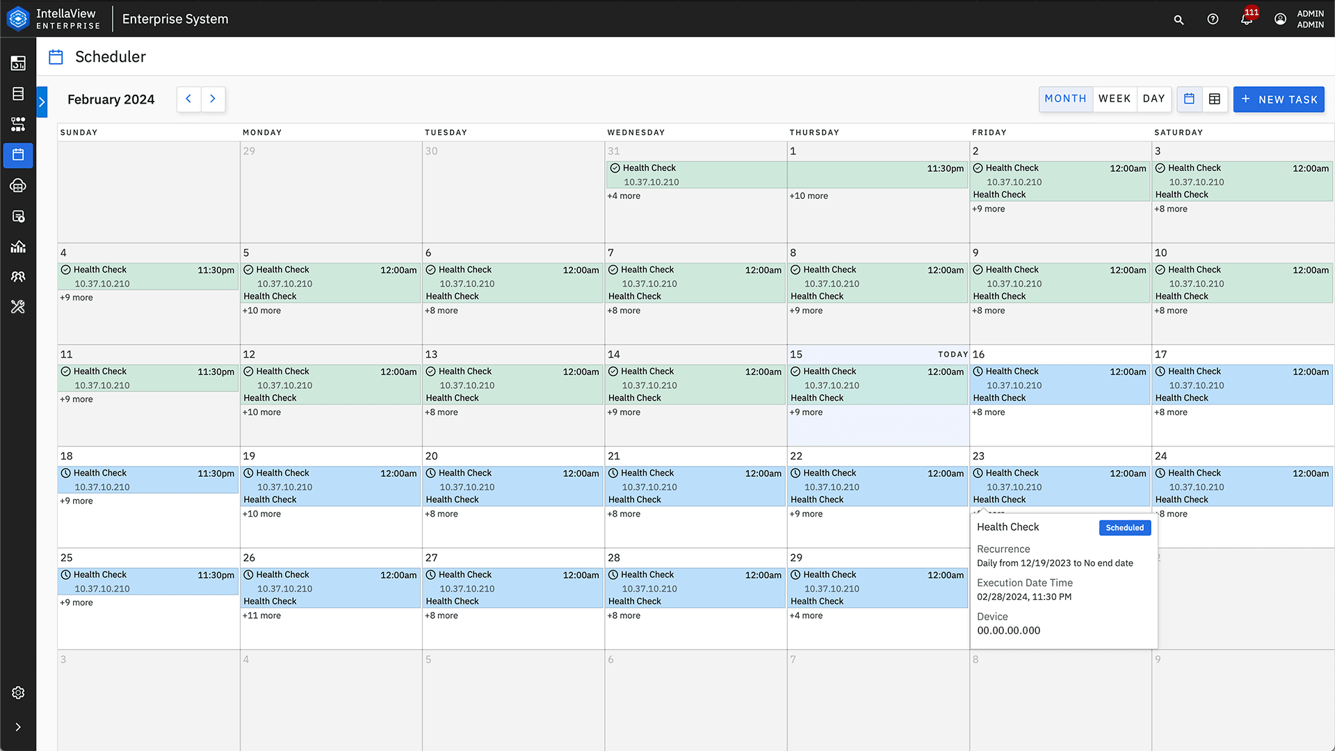 The enterprise scheduler interface.