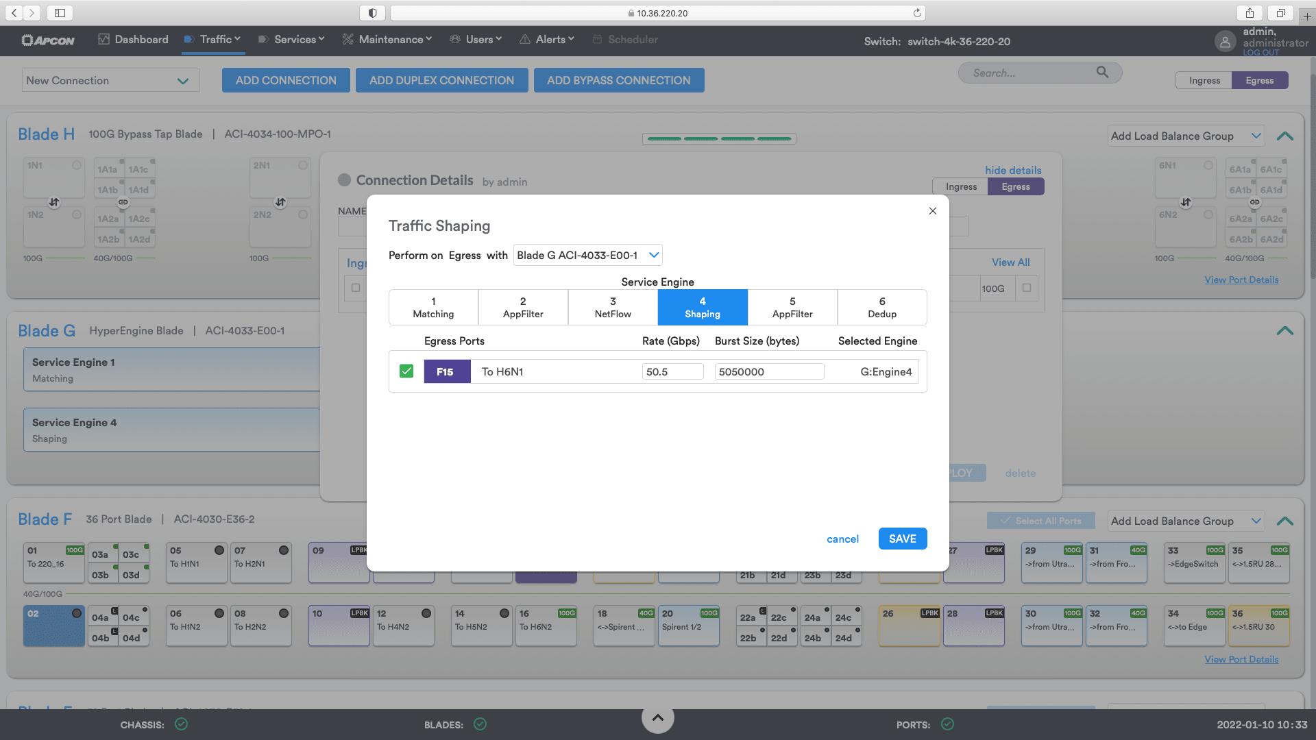 The IntellaView GUI displaying its Traffic Shaping features.