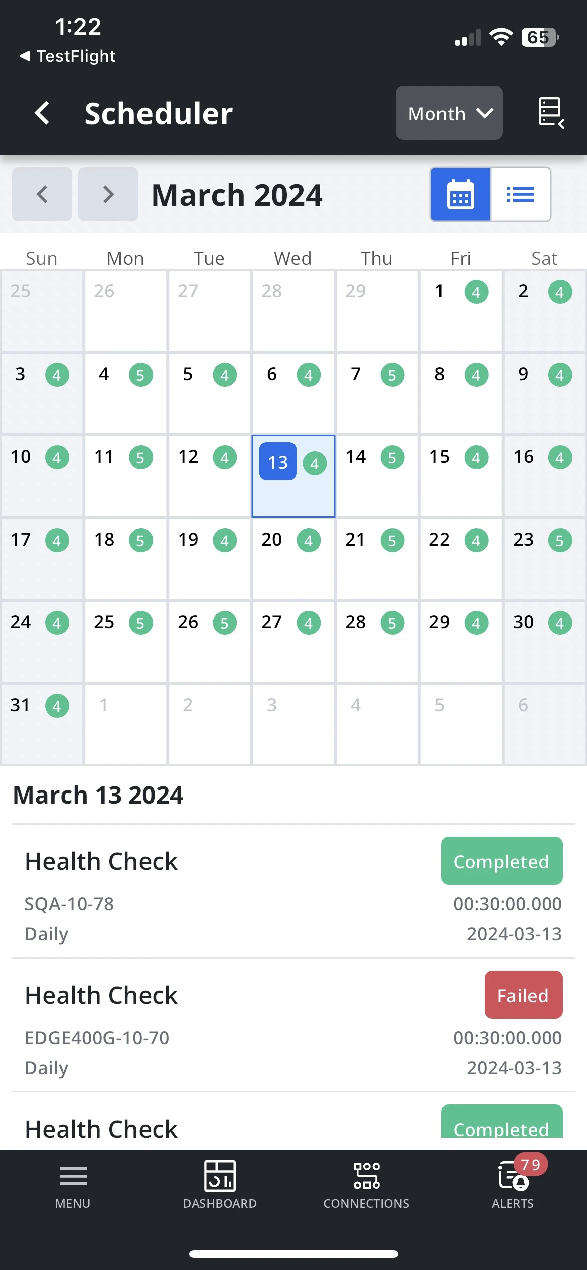 An image of the IntellaView mobile scheduler screen.