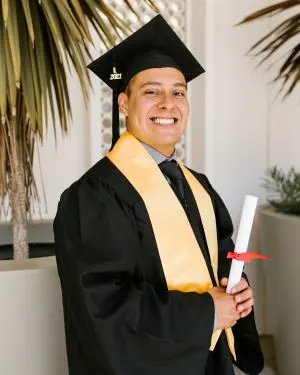 Man in graduation gown