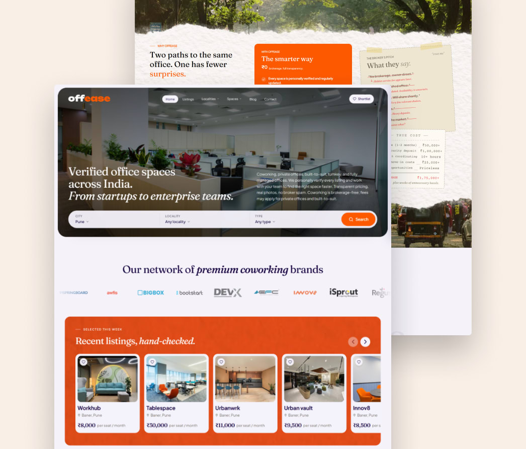offease co-working space aggregator interface