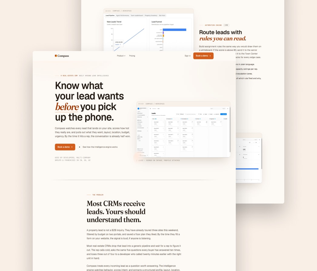 Compass real-estate SaaS platform interface