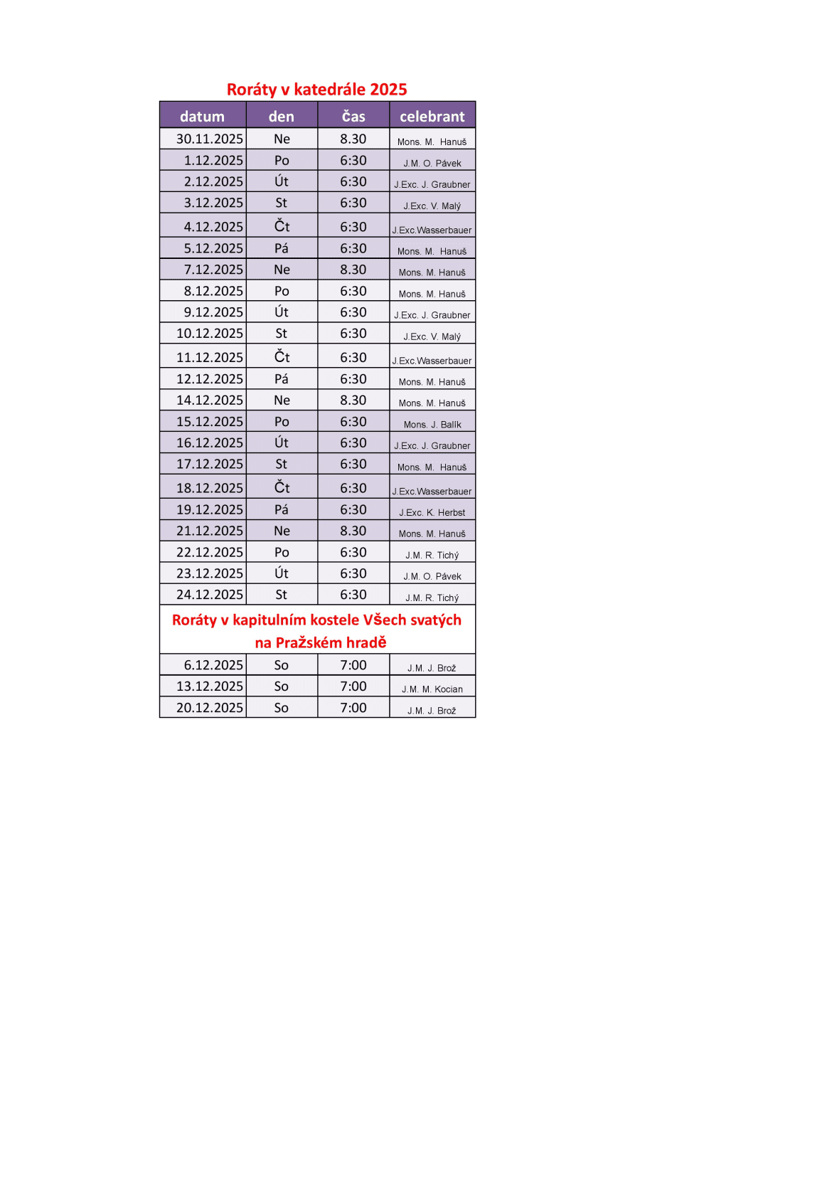 Roráty 2025_katedrála