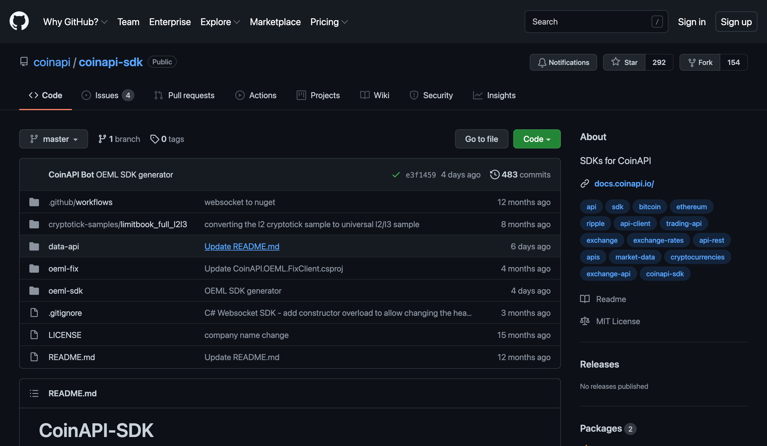COINAPI API - Developer docs, APIs, SDKs, and auth. | API Tracker