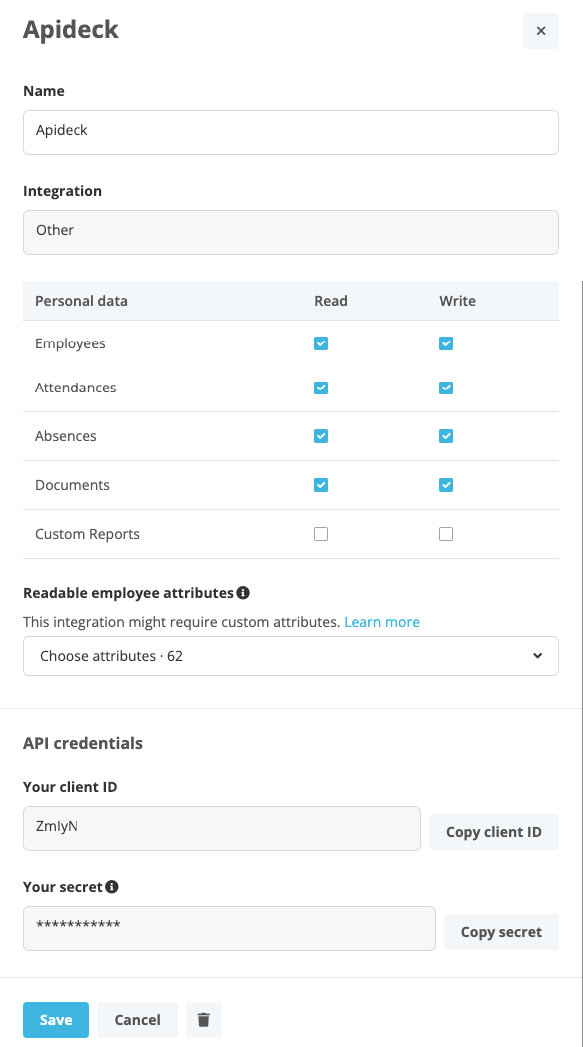 Personio - Configure API credentials