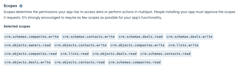 HubSpot Scopes