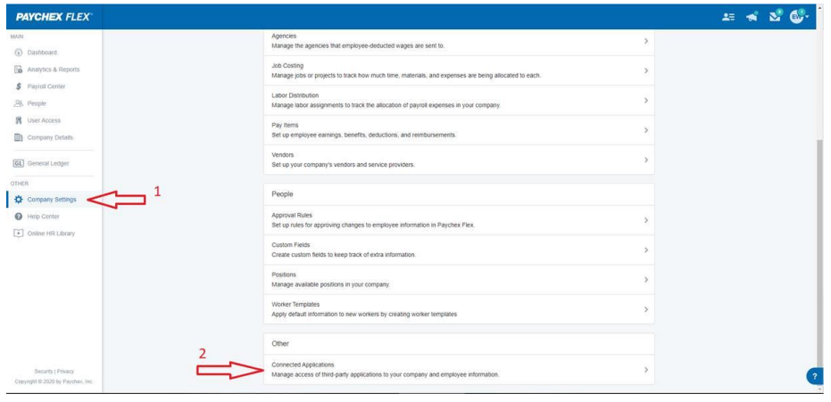 Paychex company settings